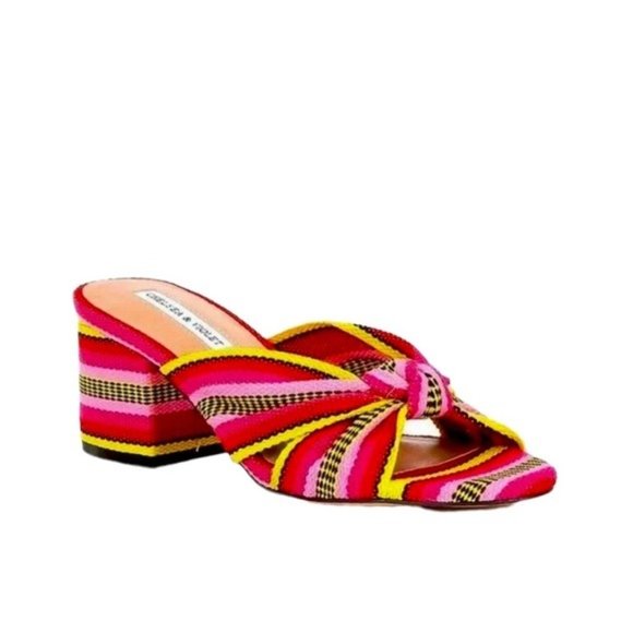 Chelsea & Violet Shoes - Chelsea & Violet Sandals Gia Knot Stripe Fabric  Mules 7.5 NWT